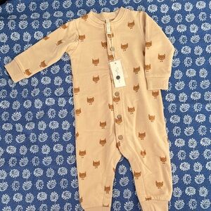 Rylee + Cru Beige Cat Print Romper 6-12 months